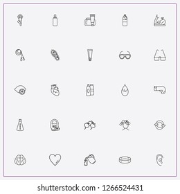 icon set about health with keywords spectacles, brain and milk bottle