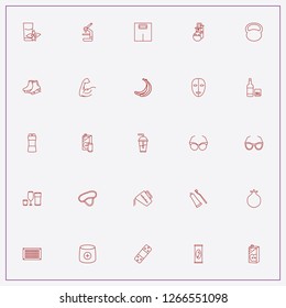 icon set about health with keywords electronic scale, weights and drink bottle with glass