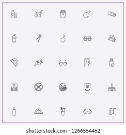 icon set about health with keywords exercise bike, juice cup and epilator