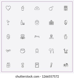 icon set about health with keywords massage, cooking weights and exercise bike