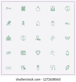 icon set about health with keywords biceps, heart beat monitor and ginger