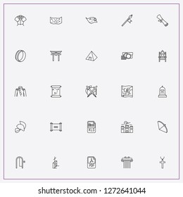 icon set about history with keywords throne, map and armor