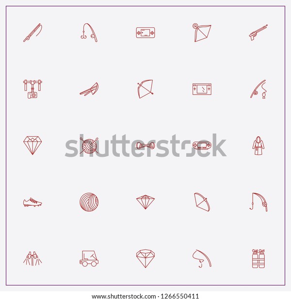 icon set about hobbies with keywords fishing rod,\
two wheel scooter and\
diamond