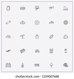 icon set about holiday with keywords candle, backpack and beach umbrella