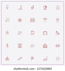 icon set about holiday with keywords cauldron, parasol and baggage