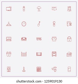 icon set about home with keywords table night lamp, fence and flash card