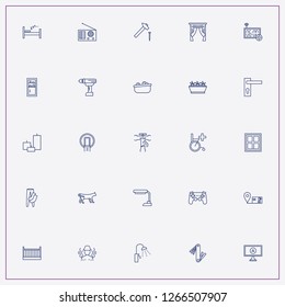 icon set about home with keywords mail adress location, door handle and kid bed