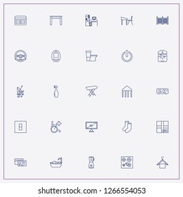 icon set about home with keywords gas stove plate, blender and wheelchair