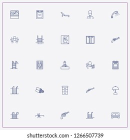 icon set about hotel with keywords bathhouse, automatic doors and table night lamp