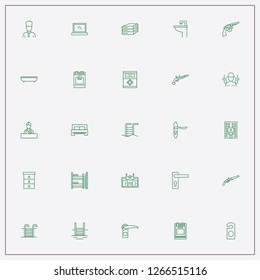icon set about hotel with keywords gas stove, bed and swimming pool ladder