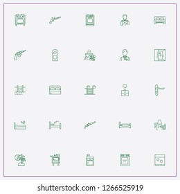 icon set about hotel with keywords swimming pool ladder, nightstand and bath cabin