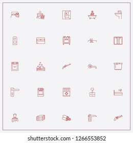icon set about hotel with keywords bed, table night lamp and swimming pool ladder