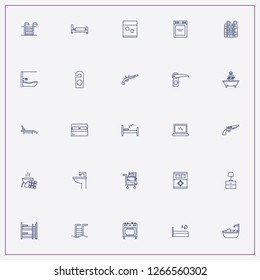icon set about hotel with keywords bed, do not disturb and bathroom mirror