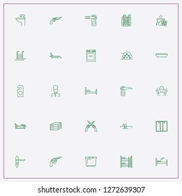 icon set about hotel with keywords sauna, automatic doors and door handle