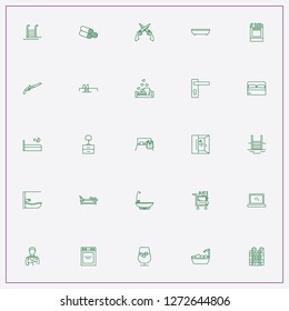 icon set about hotel with keywords gas stove, breakfast in bed and viski glass