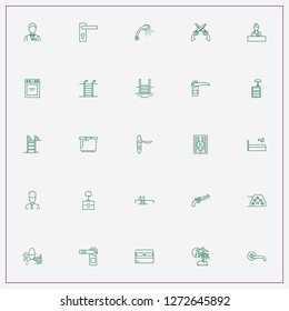 icon set about hotel with keywords bathhouse, hotel five stars and door hanger