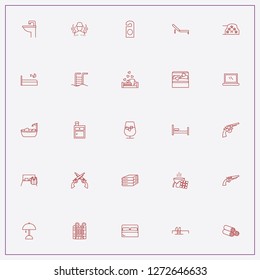 icon set about hotel with keywords table night lamp, wash basin and towels