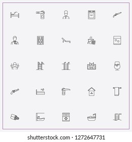 icon set about hotel with keywords chaise, cook and towels
