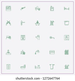 icon set about hotel with keywords bed, basin and swimming pool ladder