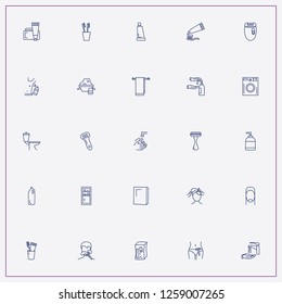 icon set about hygiene with keywords household chemicals, soaping head and towel