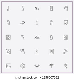 icon set about hygiene with keywords household chemicals, toilet brush and shower room