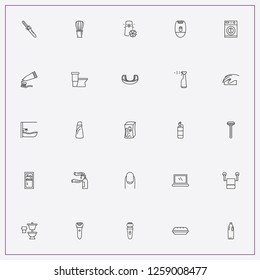 icon set about hygiene with keywords household chemicals, epilator and shaver