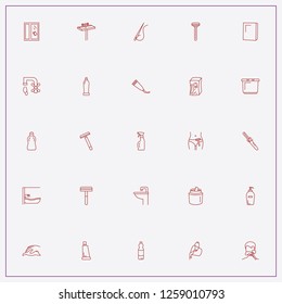 icon set about hygiene with keywords shaving, bucket of water and faucet