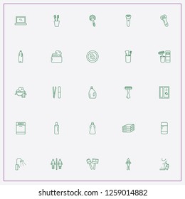 icon set about hygiene with keywords shower, shaver and bacteria