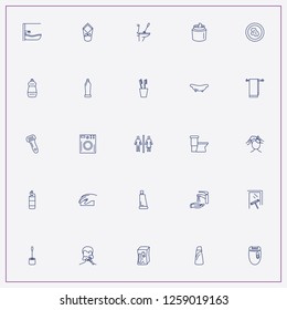 icon set about hygiene with keywords shaver, toilet sign and wshing machine
