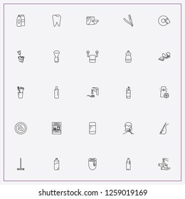 icon set about hygiene with keywords air freshener, teeth brush and shaving brush