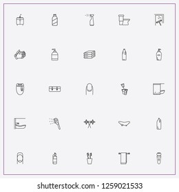 icon set about hygiene with keywords toilet, towels and shampoo