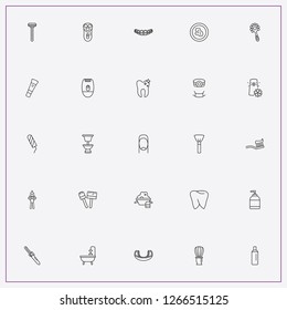 icon set about hygiene with keywords bath douche, broom with brush and cosmetic brush