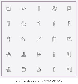 icon set about hygiene with keywords nail file, razor and toilet brush