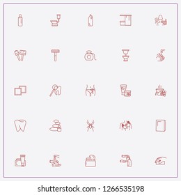 icon set about hygiene with keywords teeth root, caries of tooth and broom with brush