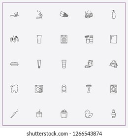 icon set about hygiene with keywords teeth root, razor and suds