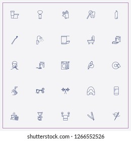 icon set about hygiene with keywords faucet, shower room and bucket of water