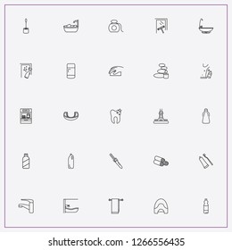 icon set about hygiene with keywords bath, toothpaste with brush and dental floss