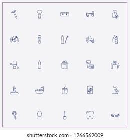icon set about hygiene with keywords cosmetics cream, shaver and toothpaste with brush