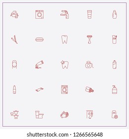 icon set about hygiene with keywords toilet, toothpaste with toothbrush and razor