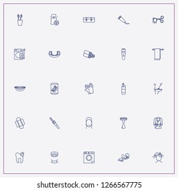 icon set about hygiene with keywords cleaning gloves, denture and nail file