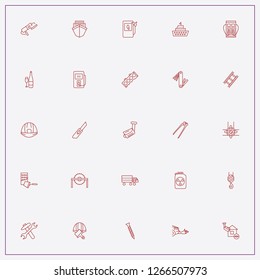 icon set about industry with keywords screw, cement trovel and commercial vehicle