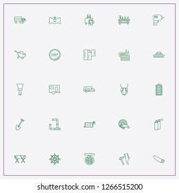 icon set about industry with keywords palette, shovel and battery