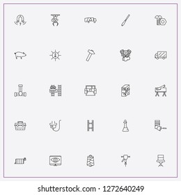 icon set about industry with keywords producer chair, truck and electric magnet