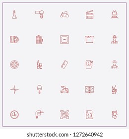 icon set about industry with keywords electric car, auto part and embroidery
