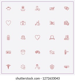 icon set about insurance with keywords safety belt, alarm and money check sign