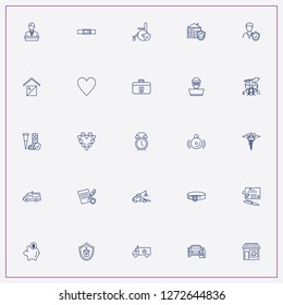 icon set about insurance with keywords real estate fire insurance, alarm and witness