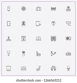 icon set about interior with  bath curtain, kids bed and electric boiler