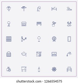 icon set about interior with keywords office uniform, bed and shower head