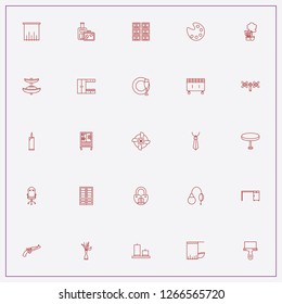 icon set about interior with keywords round table, wall lamp and pendant