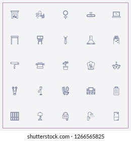 icon set about interior with keywords shower room, cooker and baggage